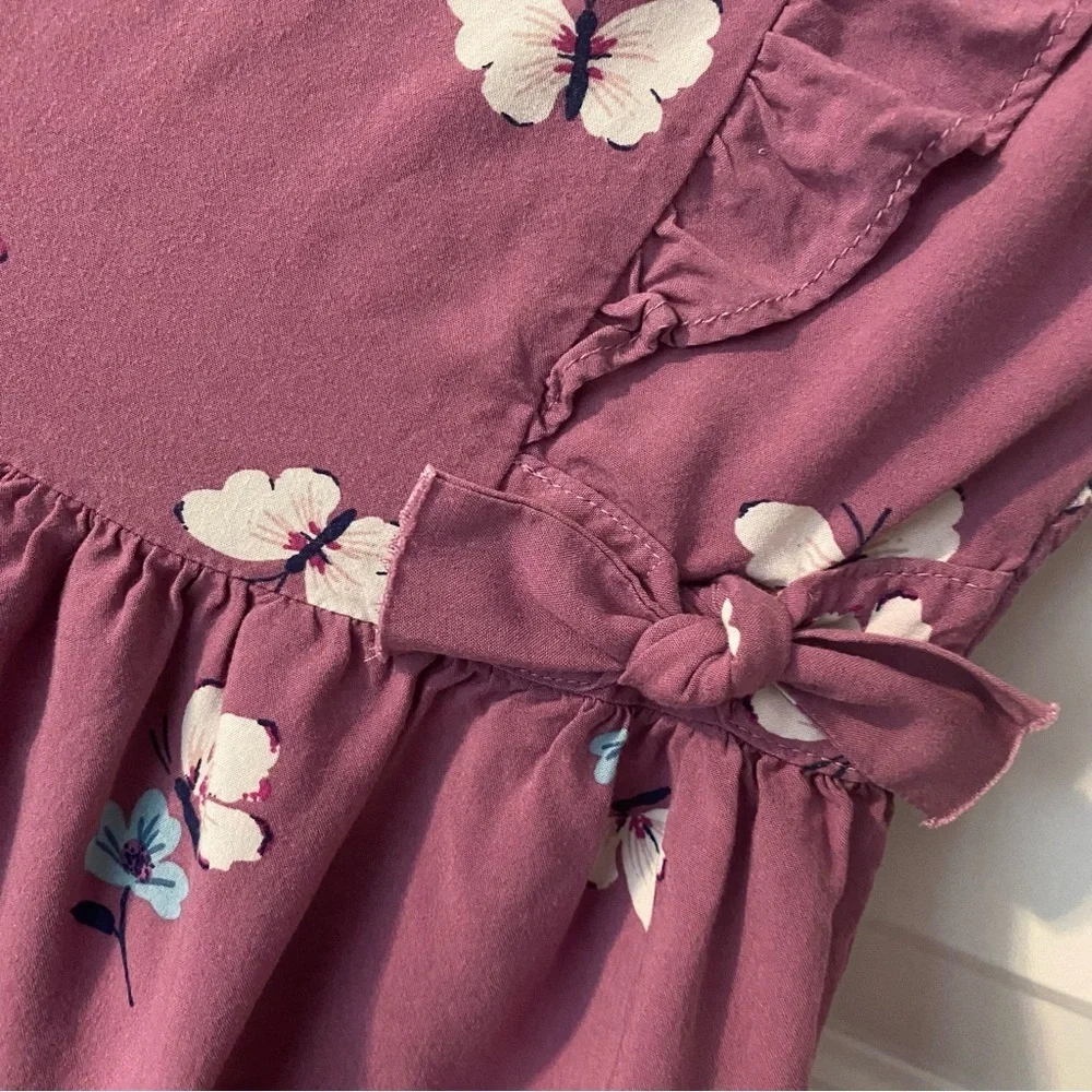 Carter's Purple Plum Ruffle Dress with Butterfly Floral Print Size 8